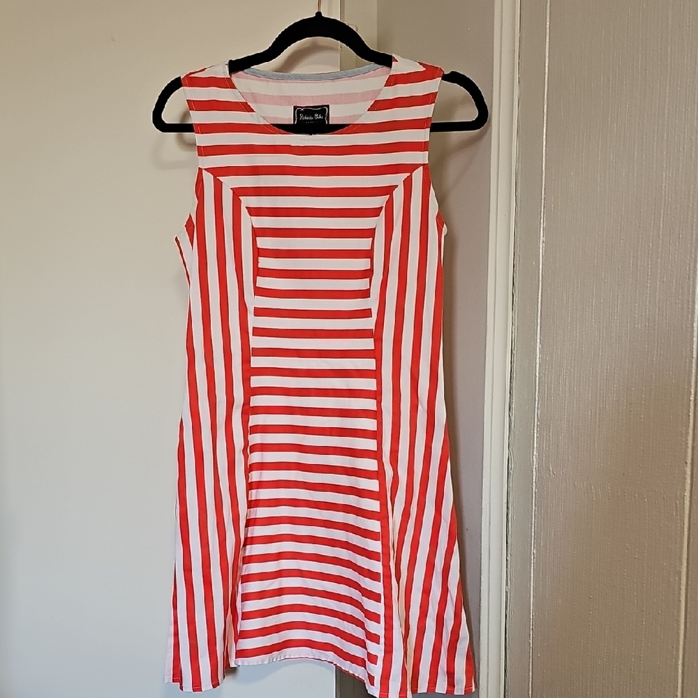 Roberta Oaks Hawaii Hand-Made Striped Dress with Pockets Red/White Small 4/6